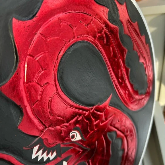 Vintage 15.75" Red and Black Dragon Fantasy Whimsy Wall Art Handcarved - Picture 5 of 16